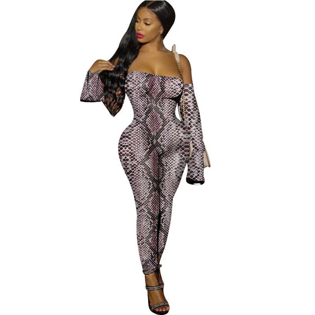 Missufe Sexy Leopard Print Off Shoulder Jumpsuit Halter Split Loose Long Playsuit Bandage Rompers Club Party Overalls For Women