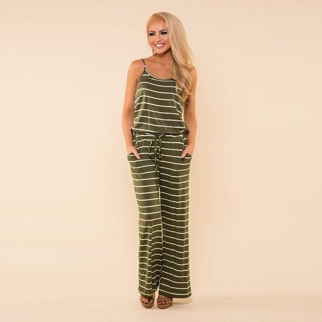 Spaghetti Strap Jumpsuit Women 2018 Summer Long Pants Floral Print Rompers Beach Casual Jumpsuits Sleeveless Sashes Playsuits