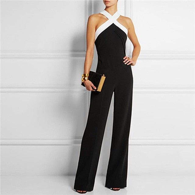 Long Women Jumpsuits 2019 Summer Plus Size Pants Sexy Halter Neck Off Shoulder Sleeveless Rompers Casual Playsuit Lady Overalls