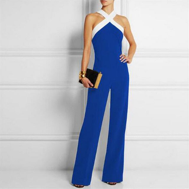 Long Women Jumpsuits 2019 Summer Plus Size Pants Sexy Halter Neck Off Shoulder Sleeveless Rompers Casual Playsuit Lady Overalls