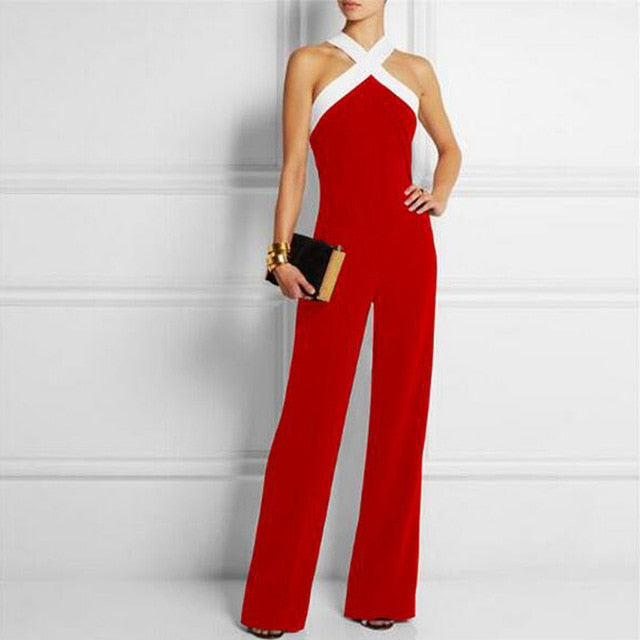 Long Women Jumpsuits 2019 Summer Plus Size Pants Sexy Halter Neck Off Shoulder Sleeveless Rompers Casual Playsuit Lady Overalls