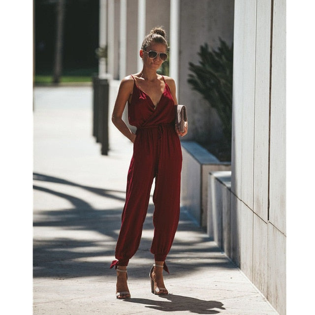 Sexy Women Summer Jumpsuit Floral Print Sleeveless High Waist Ladies Clubwear Deep V Neck Playsuit Bodycon Party Romper Jumpsuit